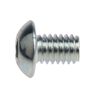 RS PRO Bright Zinc Plated Steel Hex Socket Button Screw, ISO 7380, M4 x 6mm