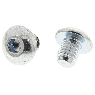 RS PRO Bright Zinc Plated Steel Hex Socket Button Screw, ISO 7380, M5 x 6mm