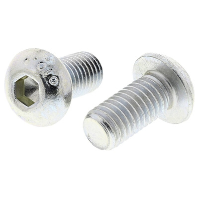 RS PRO Bright Zinc Plated Steel Hex Socket Button Screw, ISO 7380, M10 x 20mm