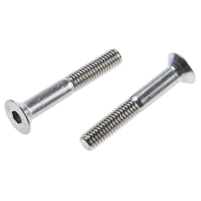 RS PRO Plain Stainless Steel Hex Socket Countersunk Screw, DIN 7991, M10 x 60mm