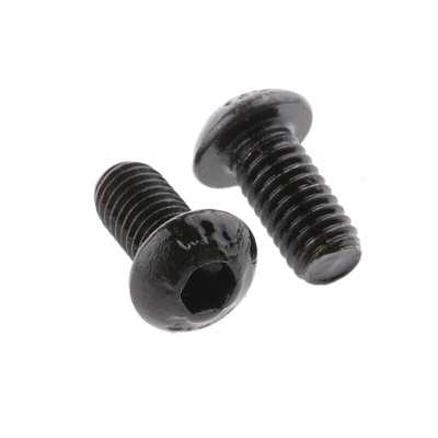 RS PRO Black, Self-Colour Steel Hex Socket Button Screw, ISO 7380, M6 x 12mm