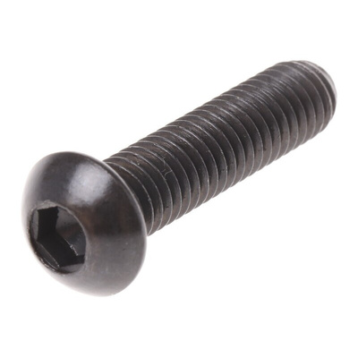 RS PRO Black, Self-Colour Steel Hex Socket Button Screw, ISO 7380, M6 x 25mm
