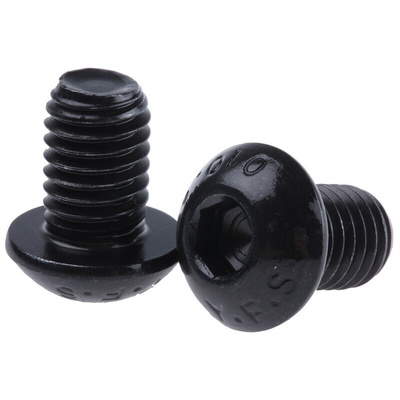 RS PRO Black, Self-Colour Steel Hex Socket Button Screw, ISO 7380, M8 x 12mm