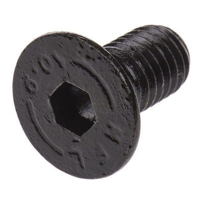 RS PRO M8 x 16mm Hex Socket Countersunk Screw Black, Self-Colour Steel