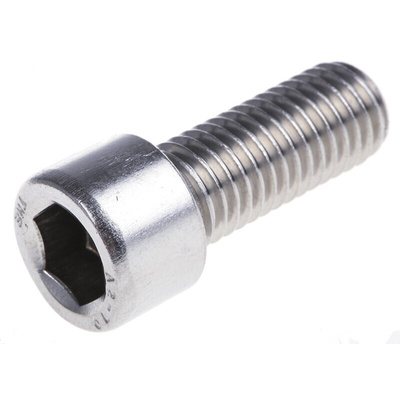 RS PRO M12 x 30mm Hex Socket Cap Screw Plain Stainless Steel