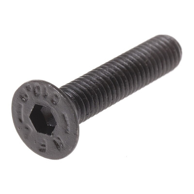 RS PRO M6 x 30mm Hex Socket Countersunk Screw Black, Self-Colour Steel