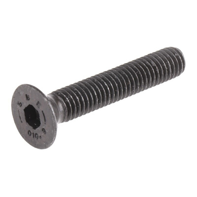 RS PRO M6 x 35mm Hex Socket Countersunk Screw Black, Self-Colour Steel