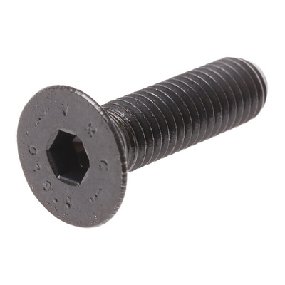 RS PRO M8 x 30mm Hex Socket Countersunk Screw Black, Self-Colour Steel