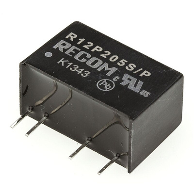 Recom R12P DC-DC Converter, 5V dc/ 400mA Output, 10.8 → 13.2 V dc Input, 2W, Through Hole, +85°C Max Temp -40°C