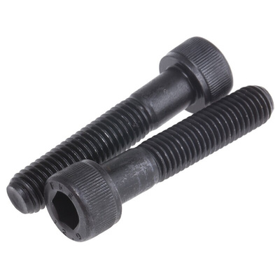 RS PRO M12 x 60mm Hex Socket Cap Screw Black, Self-Colour Steel