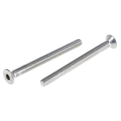 RS PRO Plain Stainless Steel Hex Socket Countersunk Screw, ISO 10642, M6 x 70mm