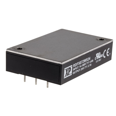 XP Power RDF50 DC-DC Converter, 24V dc/ 2.1A Output, 14 → 160 V dc Input, 50W, Through Hole, +100°C Max Temp