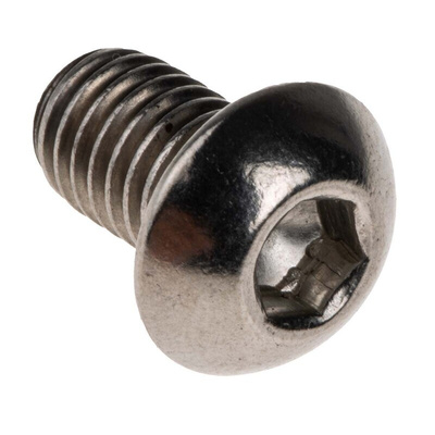 RS PRO M8 x 12mm Hex Socket Button Screw Plain Stainless Steel