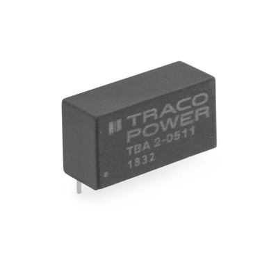 TRACOPOWER TBA 2 DC-DC Converter, ±15V dc/ ±65mA Output, 10.8 → 13.2 V dc Input, 2W, Through Hole, +85°C Max