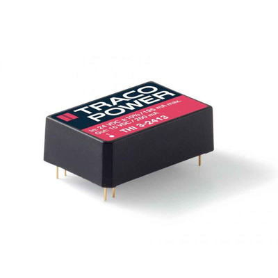 TRACOPOWER THI 3 DC-DC Converter, 15V dc/ 200mA Output, 21.6 → 26.4 V dc Input, 3W, Through Hole, +75°C Max Temp