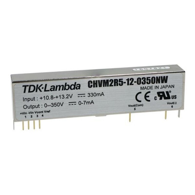 TDK-Lambda CHVM DC-DC Converter, 0 → 1000V dc/ 2mA Output, 10.8 → 16.5 V dc Input, 2W, Through Hole,
