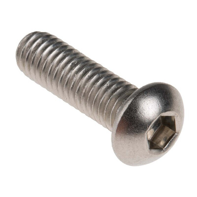 RS PRO Plain Stainless Steel Hex Socket Button Screw, ISO 7380, M6 x 20mm