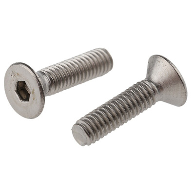 RS PRO Plain Stainless Steel Hex Socket Countersunk Screw, ISO 10642, M4 x 16mm