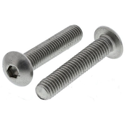 RS PRO M5 x 25mm Hex Socket Button Screw Plain Stainless Steel