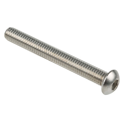 RS PRO Plain Stainless Steel Hex Socket Button Screw, ISO 7380, M6 x 50mm
