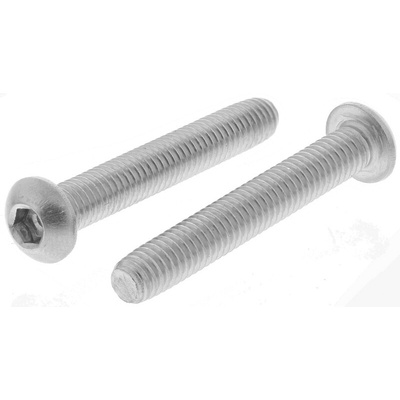 RS PRO Plain Stainless Steel Hex Socket Button Screw, ISO 7380, M6 x 40mm