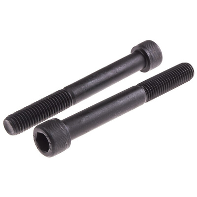 RS PRO M12 x 100mm Hex Socket Cap Screw Black, Self-Colour Steel