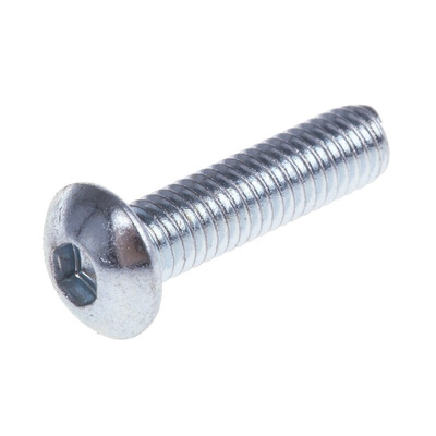 RS PRO Bright Zinc Plated Steel Hex Socket Button Screw, ISO 7380, M3 x 12mm