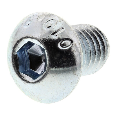 RS PRO Bright Zinc Plated Steel Hex Socket Button Screw, ISO 7380, M8 x 12mm