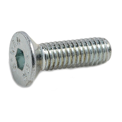 RS PRO M3 x 10mm Hex Socket Countersunk Screw Bright Zinc Plated Steel