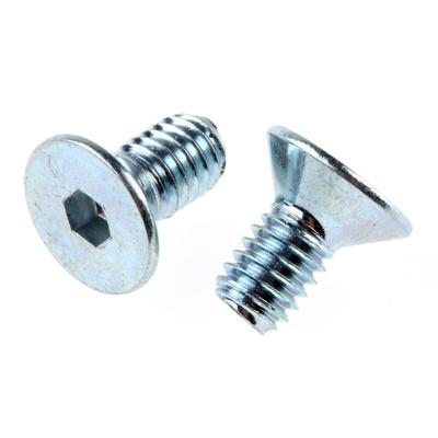 RS PRO M4 x 8mm Hex Socket Countersunk Screw Bright Zinc Plated Steel