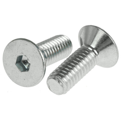 RS PRO M4 x 12mm Hex Socket Countersunk Screw Bright Zinc Plated Steel