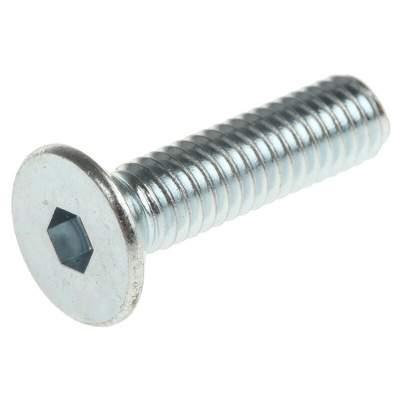 RS PRO M4 x 16mm Hex Socket Countersunk Screw Bright Zinc Plated Steel