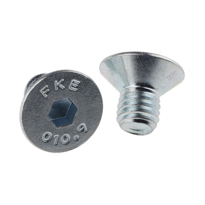 RS PRO M8 x 12mm Hex Socket Countersunk Screw Bright Zinc Plated Steel