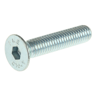 RS PRO Bright Zinc Plated Steel Hex Socket Countersunk Screw, DIN 7991, M6 x 30mm