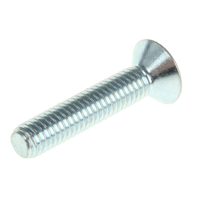 RS PRO Bright Zinc Plated Steel Hex Socket Countersunk Screw, DIN 7991, M6 x 30mm