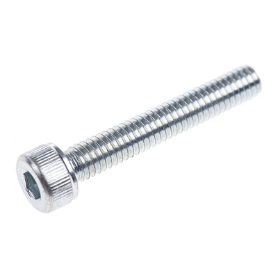 RS PRO Bright Zinc Plated Steel Hex Socket Cap Screw, DIN 912, M4 x 25mm