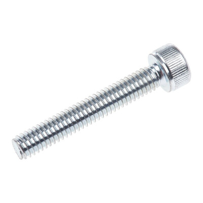 RS PRO Bright Zinc Plated Steel Hex Socket Cap Screw, DIN 912, M4 x 25mm