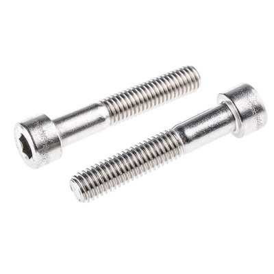 RS PRO Plain Stainless Steel Hex Socket Cap Screw, DIN 912, M8 x 45mm