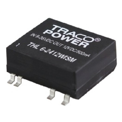 TRACOPOWER THL 6WISM DC-DC Converter, ±5V dc/ ±600mA Output, 9 → 36 V dc Input, 6W, Surface Mount, +75°C Max