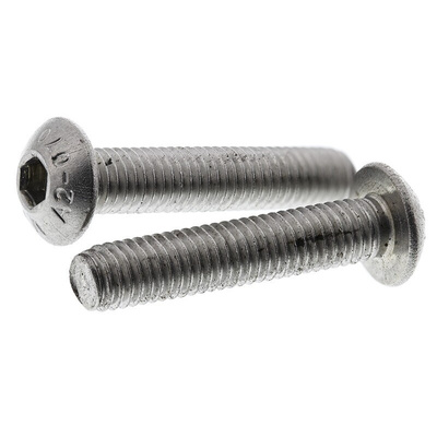 RS PRO Plain Stainless Steel Hex Socket Button Screw, ISO 7380, M5 x 25mm