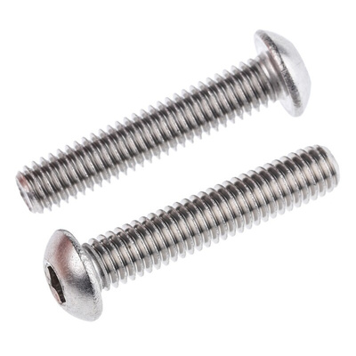 RS PRO Plain Stainless Steel Hex Socket Button Screw, ISO 7380, M6 x 30mm