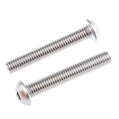 RS PRO Plain Stainless Steel Hex Socket Button Screw, ISO 7380, M8 x 50mm