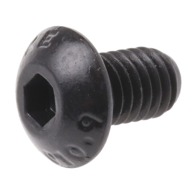 RS PRO Black, Self-Colour Steel Hex Socket Button Screw, ISO 7380, M5 x 8mm