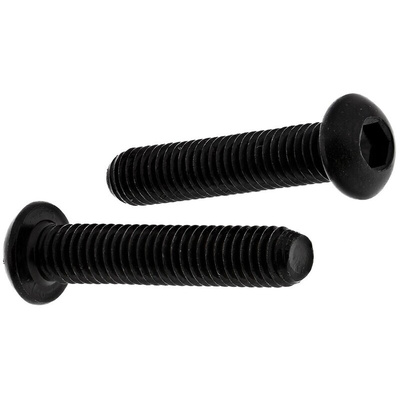 RS PRO Black, Self-Colour Steel Hex Socket Button Screw, ISO 7380, M6 x 30mm