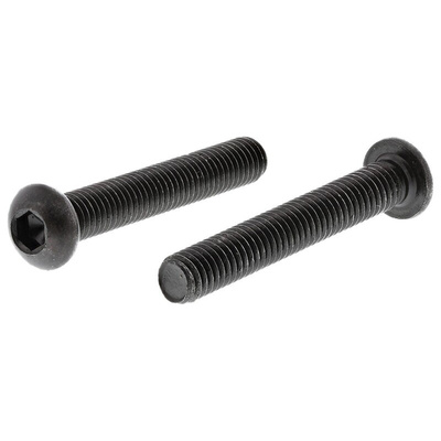 RS PRO Black, Self-Colour Steel Hex Socket Button Screw, ISO 7380, M6 x 40mm