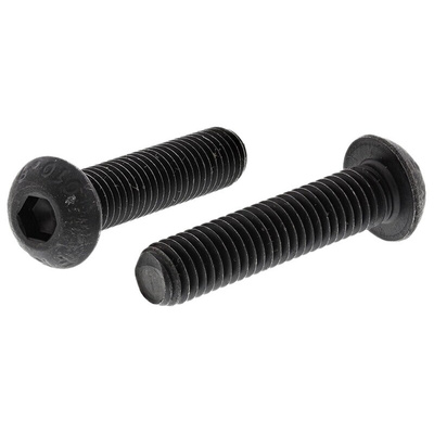 RS PRO Black, Self-Colour Steel Hex Socket Button Screw, ISO 7380, M8 x 35mm