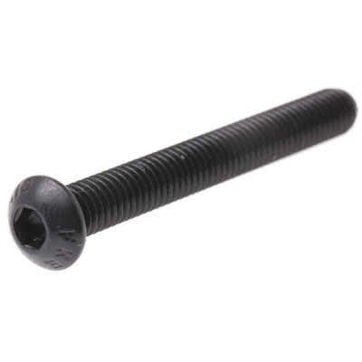 RS PRO Black, Self-Colour Steel Hex Socket Button Screw, ISO 7380, M6 x 50mm