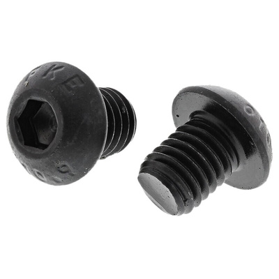 RS PRO Black, Self-Colour Steel Hex Socket Button Screw, ISO 7380, M8 x 10mm