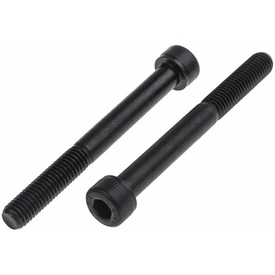RS PRO Black, Self-Colour Steel Hex Socket Cap Screw, DIN 912, M8 x 75mm