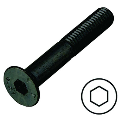 RS PRO Black, Self-Colour Steel Hex Socket Countersunk Screw, DIN 7991, M8 x 50mm